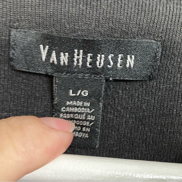 Van Heusen Men’s Size Large 1/2 Zip Sweater Brown Thin Black Stripes Shirt Top - Picture 3 of 5